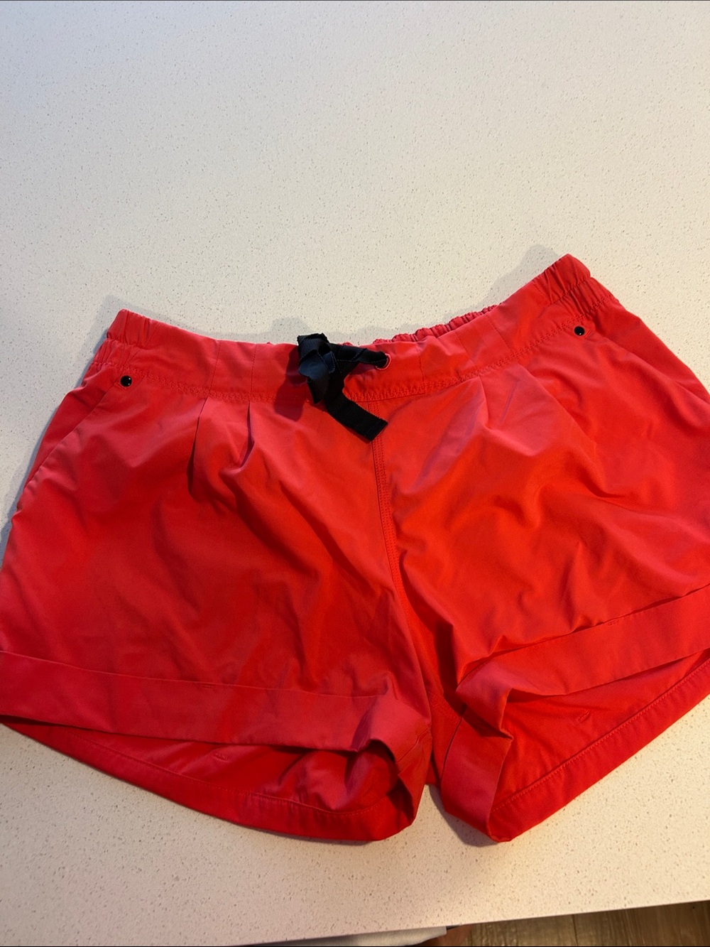 Women’s Red Athletic Shorts with Drawstring